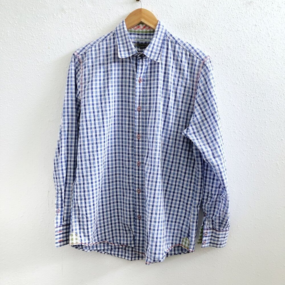 JOHNSTON & MURPHY Plaid Slim Fit‎ Shirt Size Medium